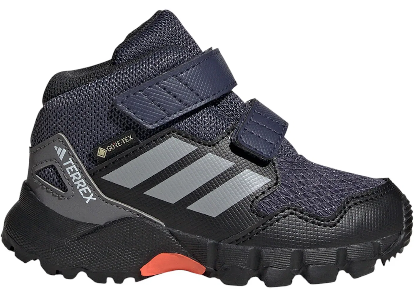 Детские кроссовки для активного отдыха с мембраной Gore-Tex Adidas Terrex Skychaser Mid Gore-Tex, Shadow Navy Grey Three Semi Impact Orange