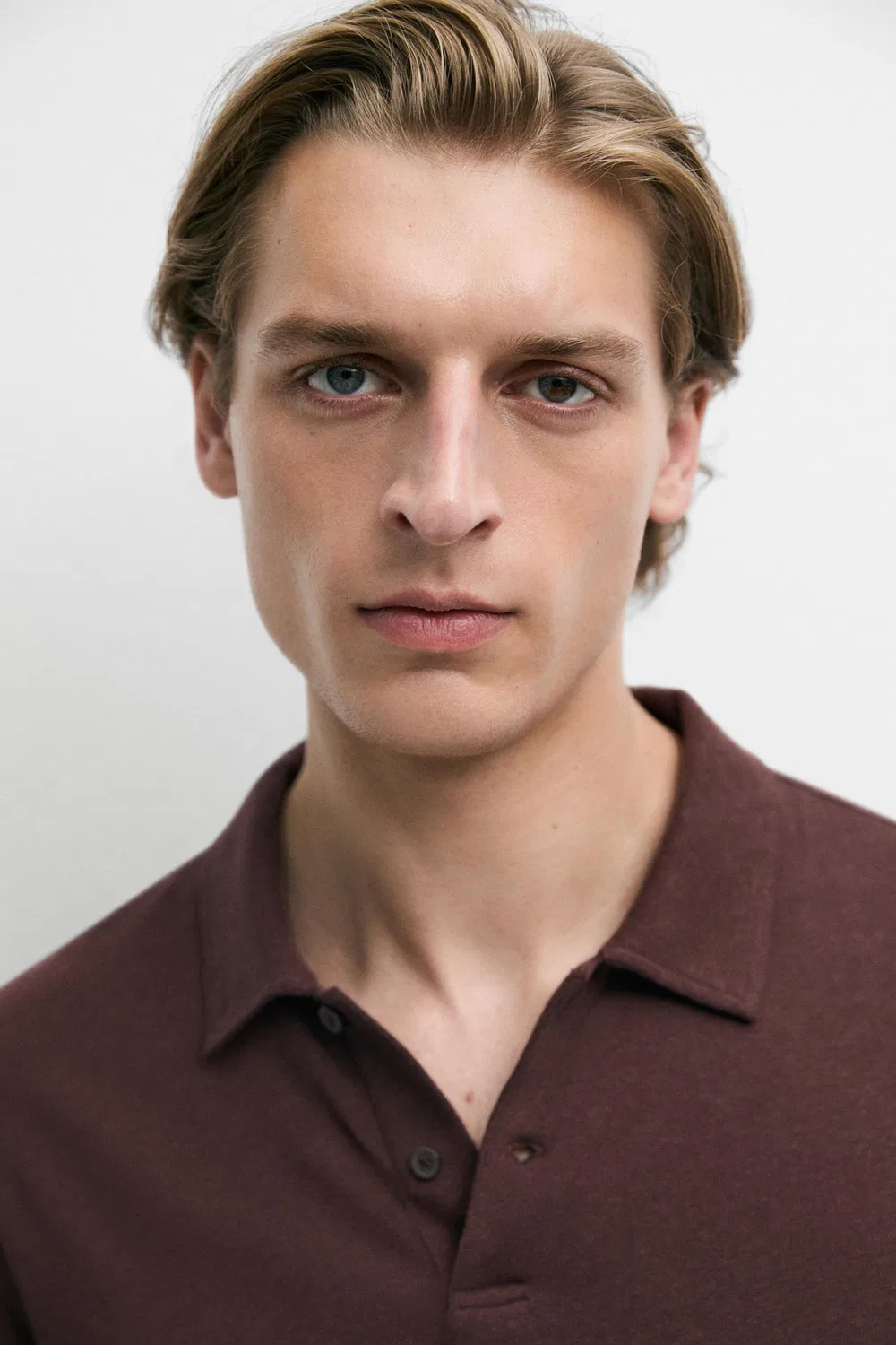 Поло с коротким рукавом из льна и хлопка Massimo Dutti, Burgundy — фото 4