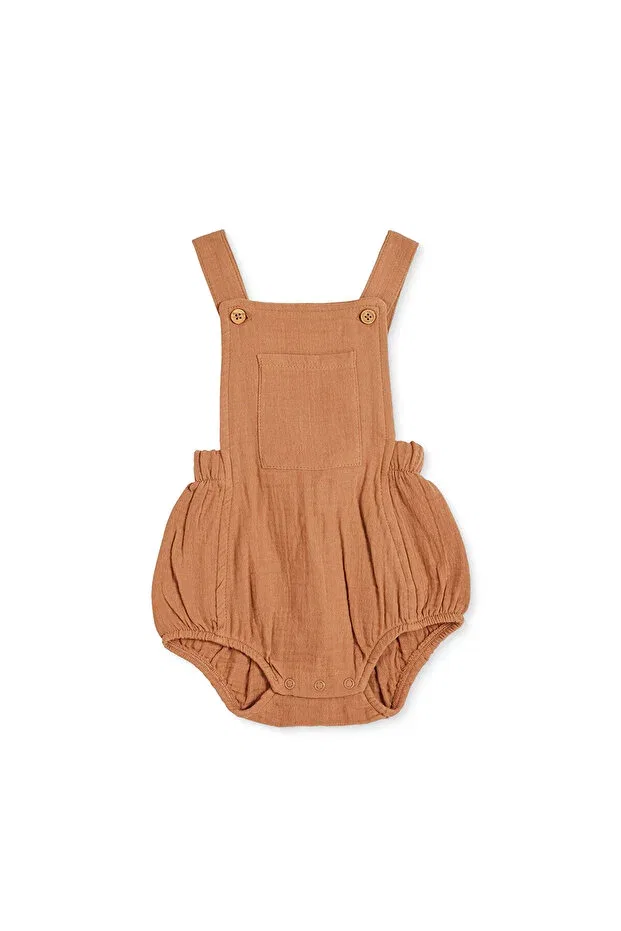 Детский комбинезон для мальчиков хлопковый Hellobaby baby boy salopet buttoned crew neck undershirt elasticated, Ebebek Hello Baby, Brown