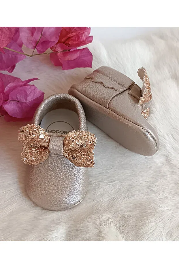 Детские мокасины для девочек из натуральной кожи Sofia Rose Dried Genuine Leather Baby Moccasins Hodore, Dried Rose — фото 3