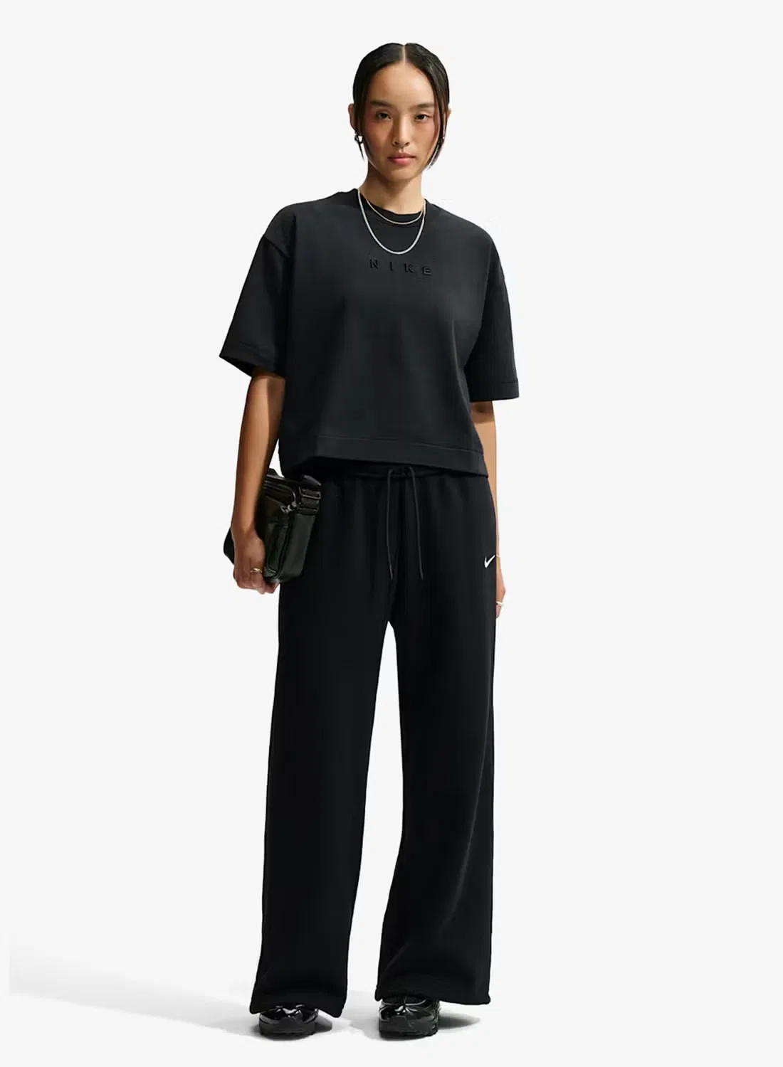 Футболка хлопковая W NSW Luxe SS Tee Boxy FA26 Nike, черный — фото 4