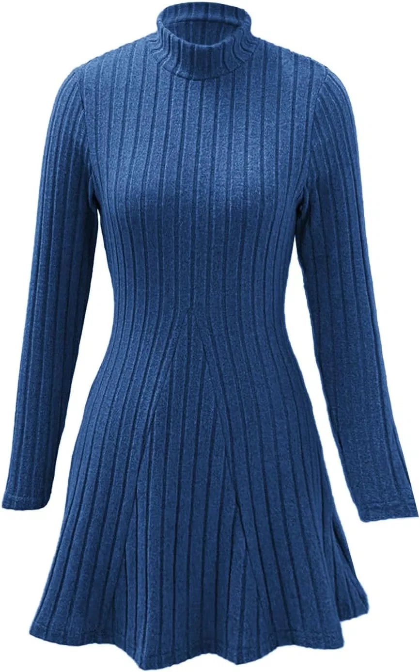 Женское A-line мини-платье с ребристым трикотажем, Royal Blue — фото 4