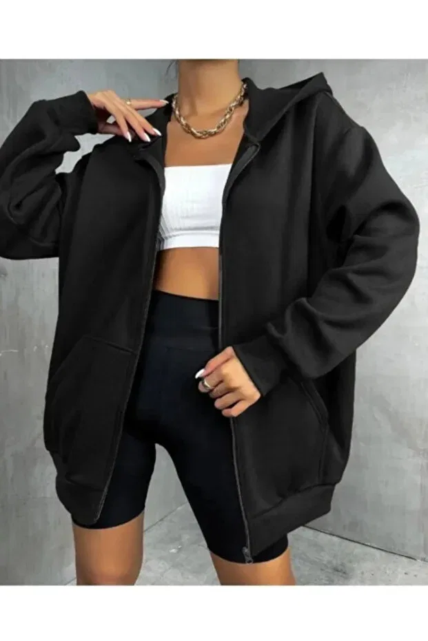 Детская куртка с капюшоном на молнии Unisex Generic Brands, Black