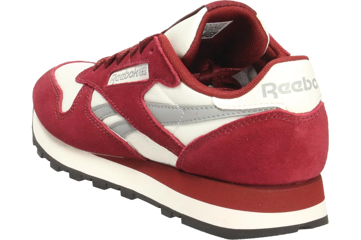 Детские кроссовки для девочек Classic Leather Reebok, Rich Maroon Chalk Grey 3 — фото 3