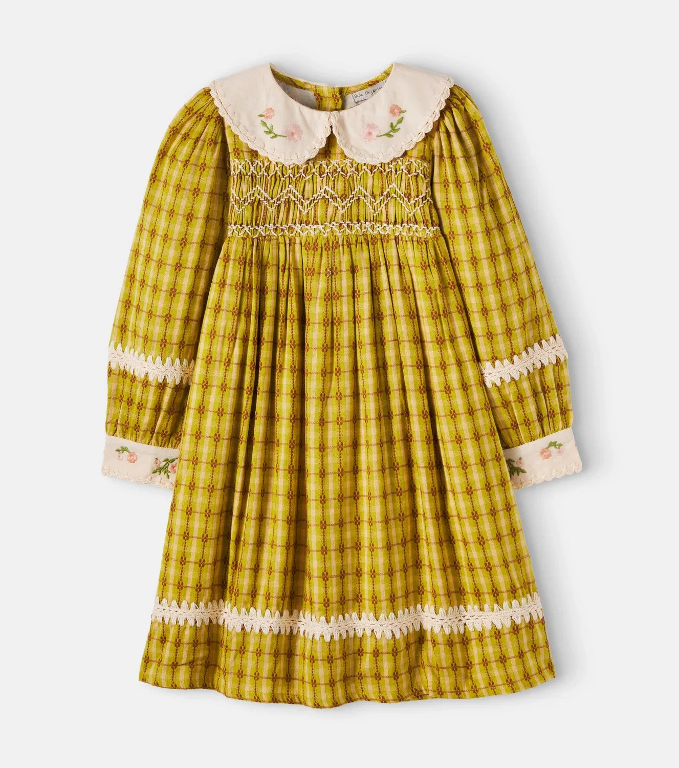 Нарядное платье в клетку Saphira Bebe Organic, коричневый