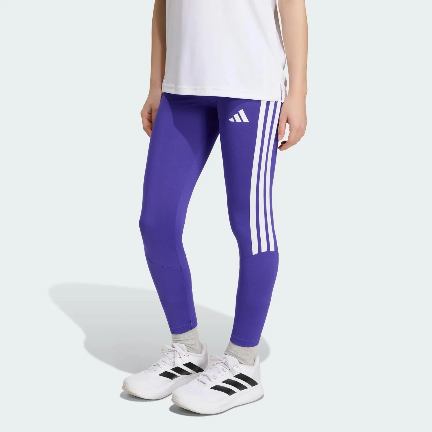 Детские леггинсы с принтом Train Essentials 3-Streifen Kids Adidas, Violett Weiss — фото 2