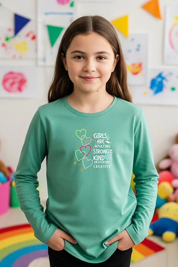 Детские свитшот для девочек с принтом 3-комплект Panios Kids, Red Black Mint — фото 4