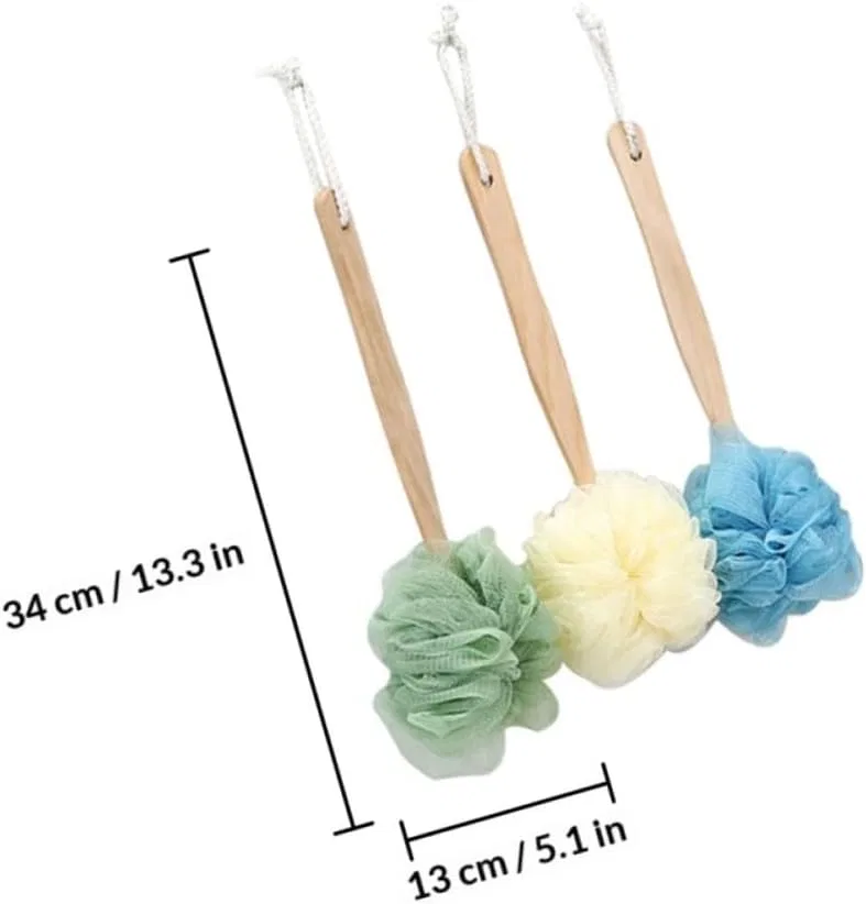 Щетка для тела с длинной ручкой, 3 шт, Nylon, 34x13x10 см Generisch — фото 2