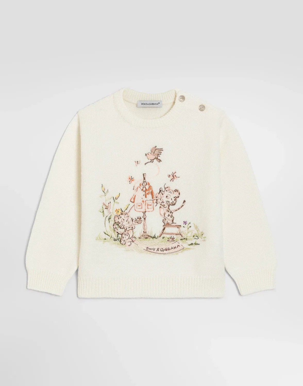 Шерстяной пуловер из шерсти Dolce&Gabbana, белый