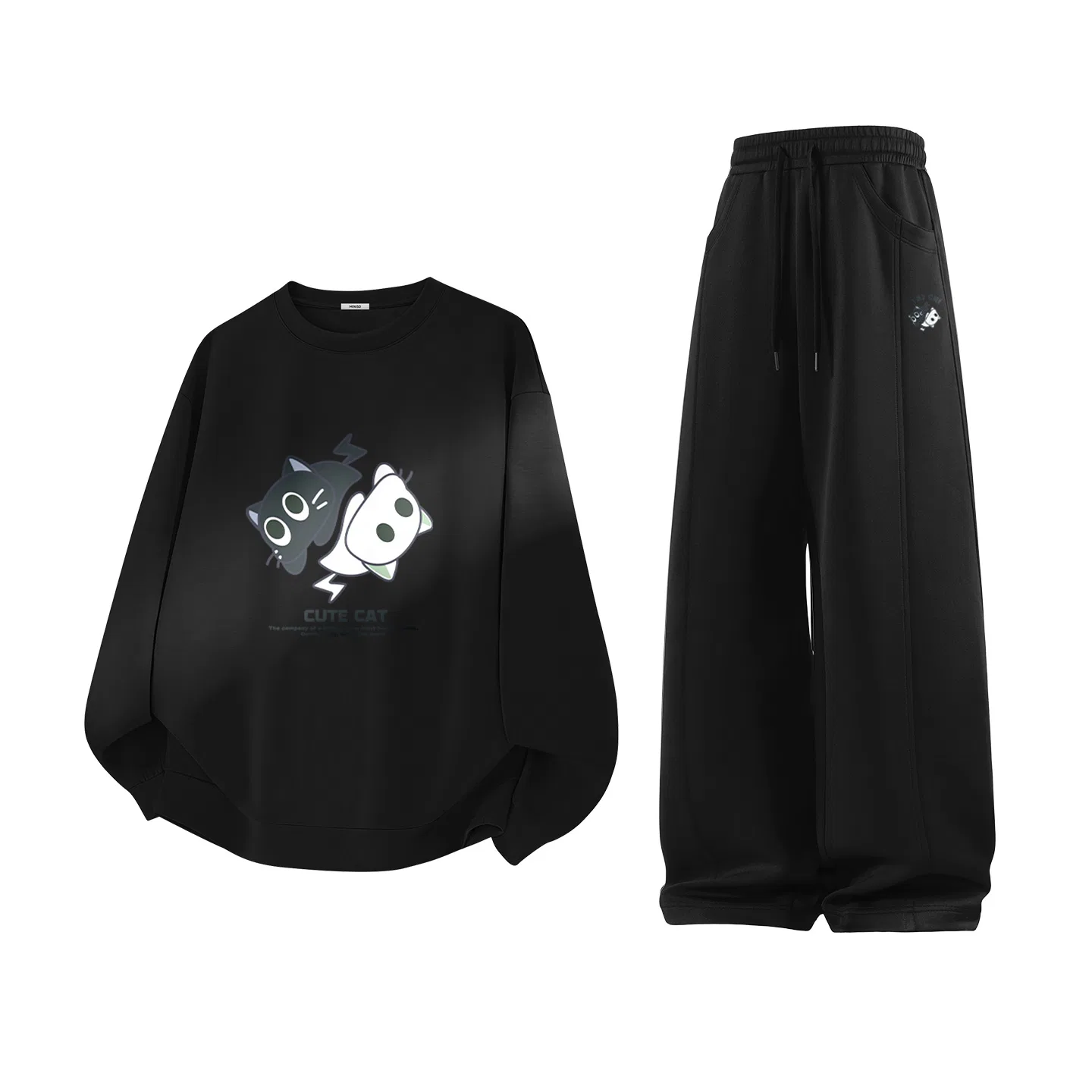 Детский комплект свитшотов с длинным рукавом MINISO, Heather Gray Tai Chi Cat Pants Logo — фото 4