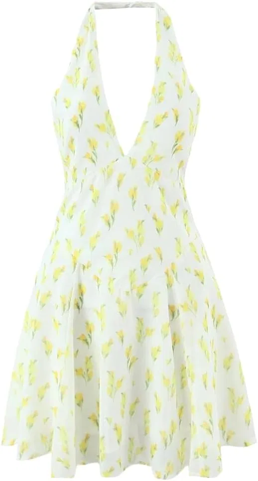 Женское летнее платье с принтом Halter A-line Sundress, Pic Color