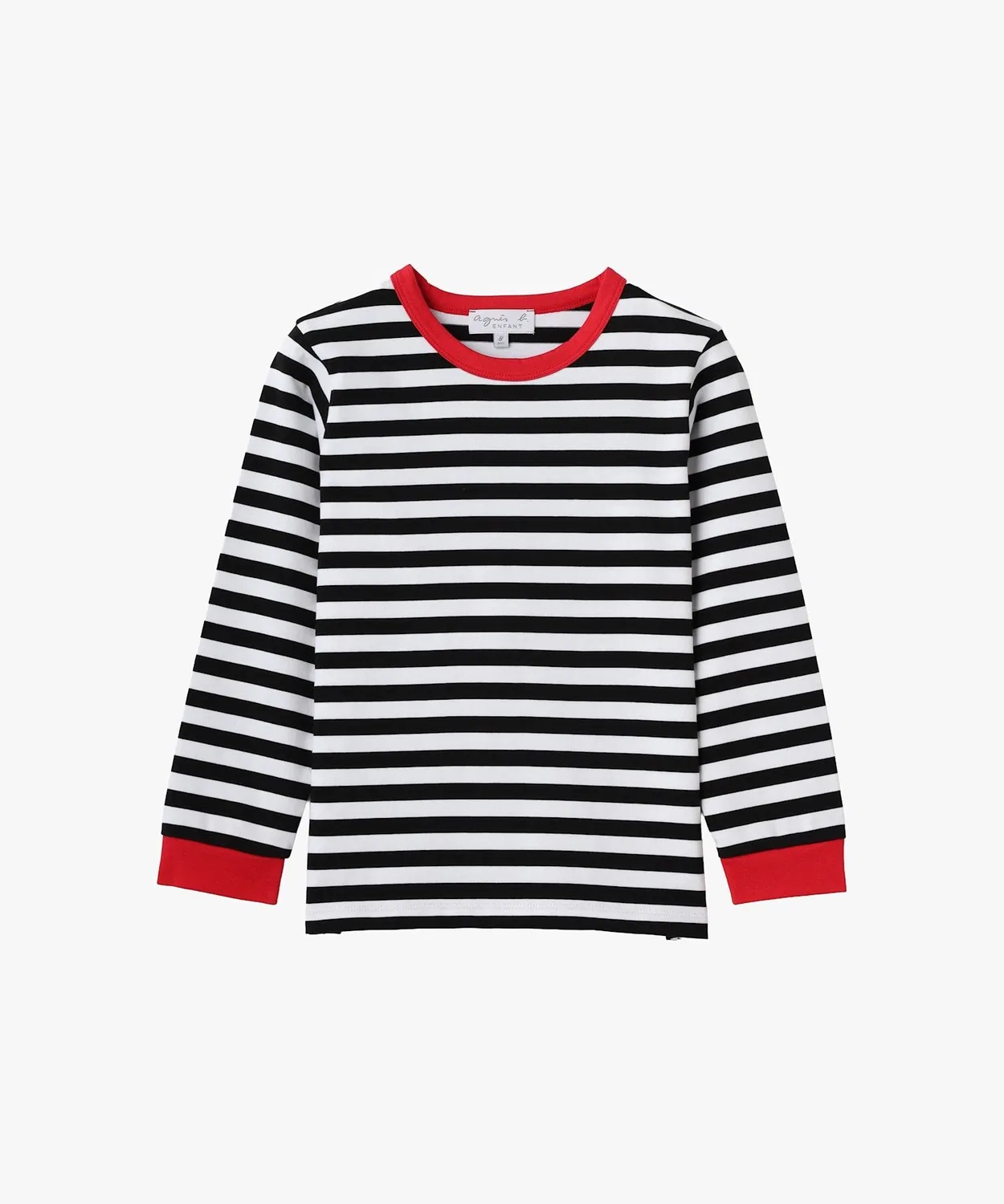 Детская футболка с длинным рукавом в полоску, Agnes B., White/Black