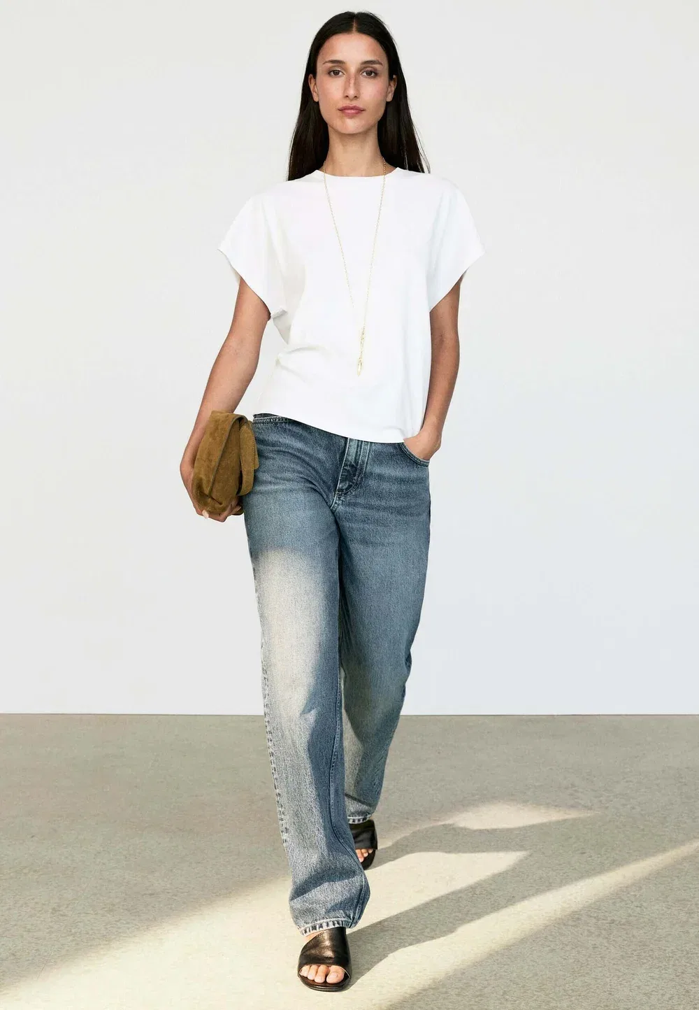 Простая футболка Massimo Dutti, White — фото 3