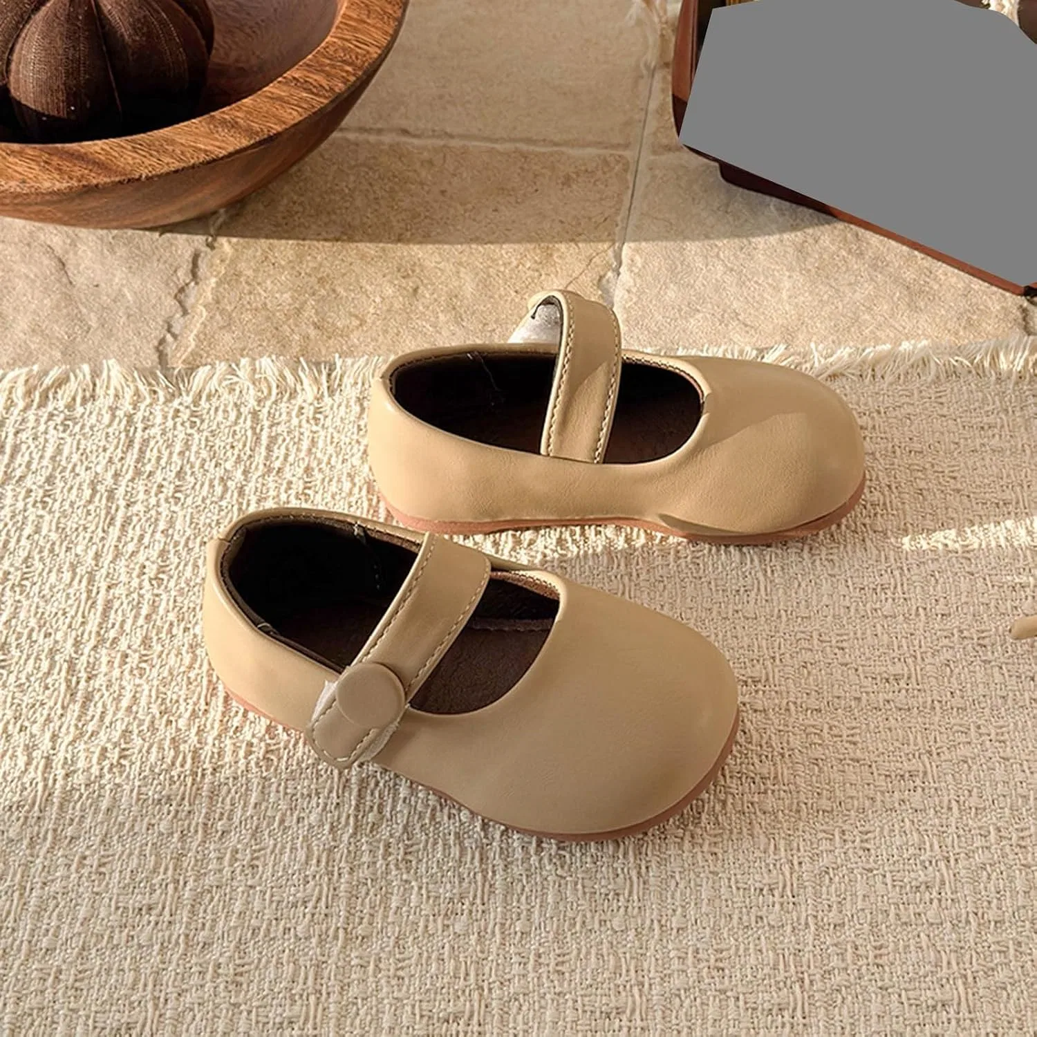 Детские туфли Мэри Джейн для девочек с мягкой подошвой Ctreela, Khaki — фото 4