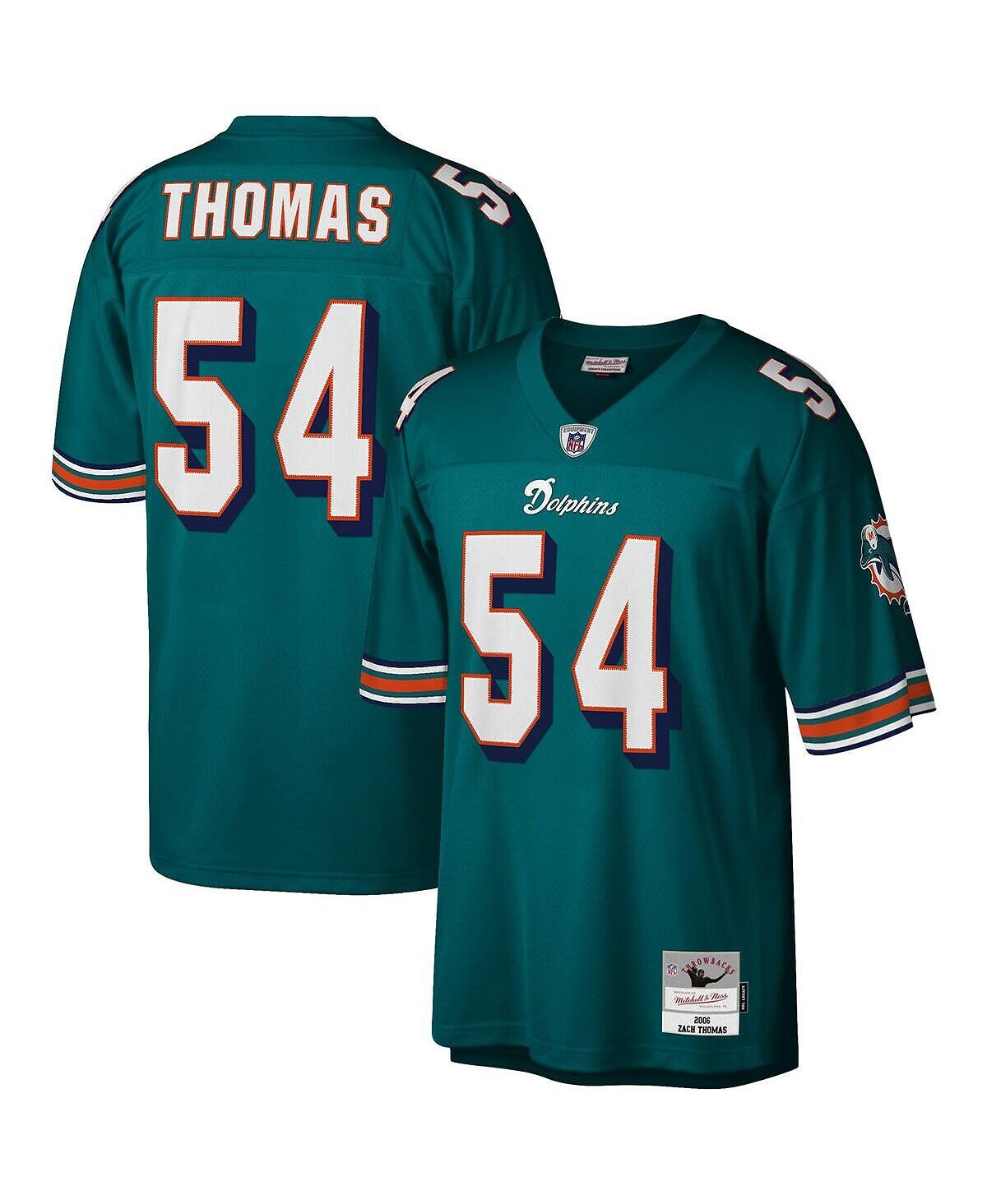 

Футболка Mitchell & Ness Men's Zach Thomas Aqua Miami Dolphins Legacy, темно-зеленый