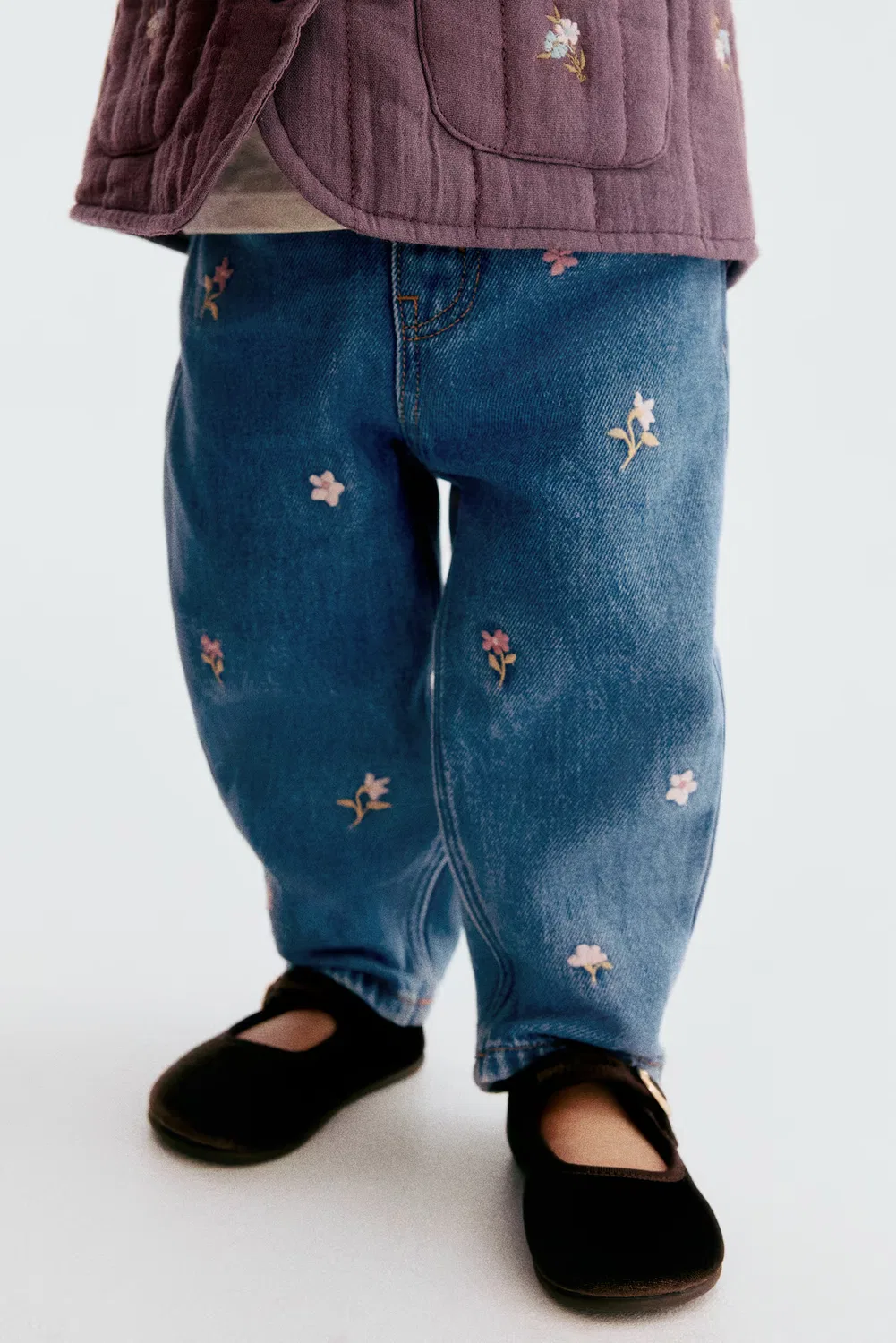 Джинсы с вышивкой H&M, Helles Denimblau/Blumen — фото 2
