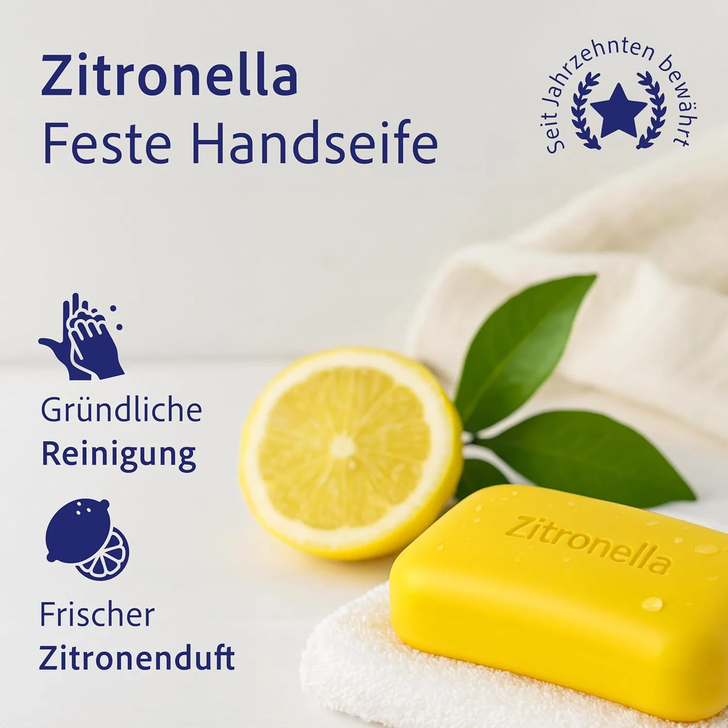 Твердое мыло для рук и тела с лимонным ароматом, Zitronella, 125 г, Yellow — фото 2