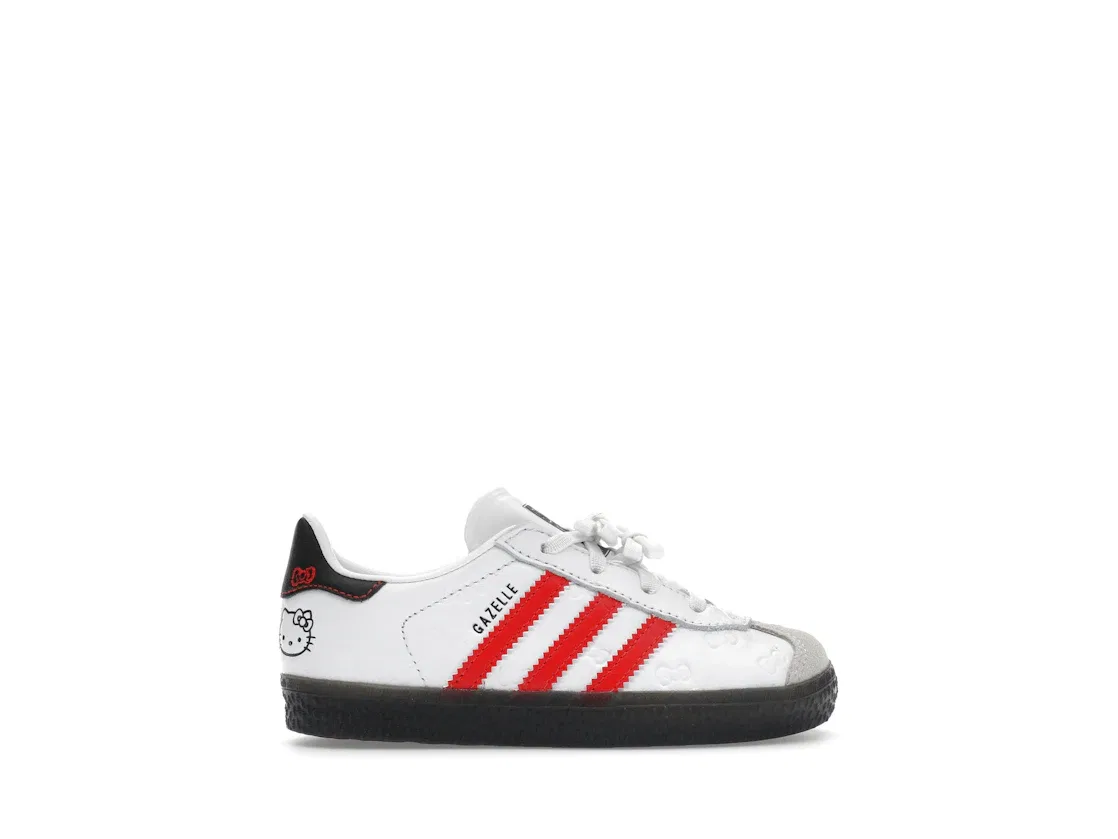 Детские кроссовки с закрытой шнуровкой Adidas Gazelle Comfort Closure Hello Kitty, Cloud White/Red/Black