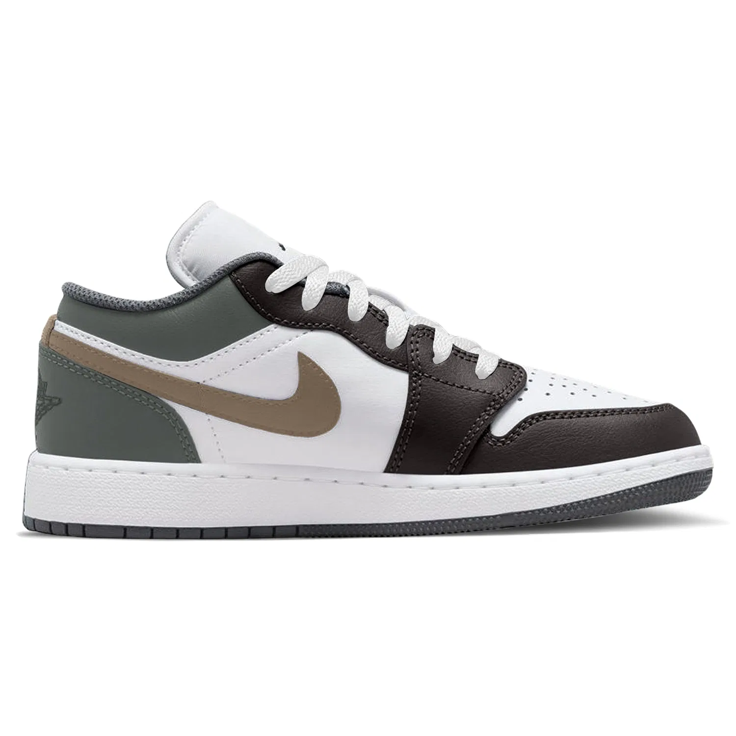 Детские кроссовки для мальчиков и девочек низкие ретро Custom Coffee Wood Wilderness Comfortable Retro Versatile Durable Jordan, White — фото 4