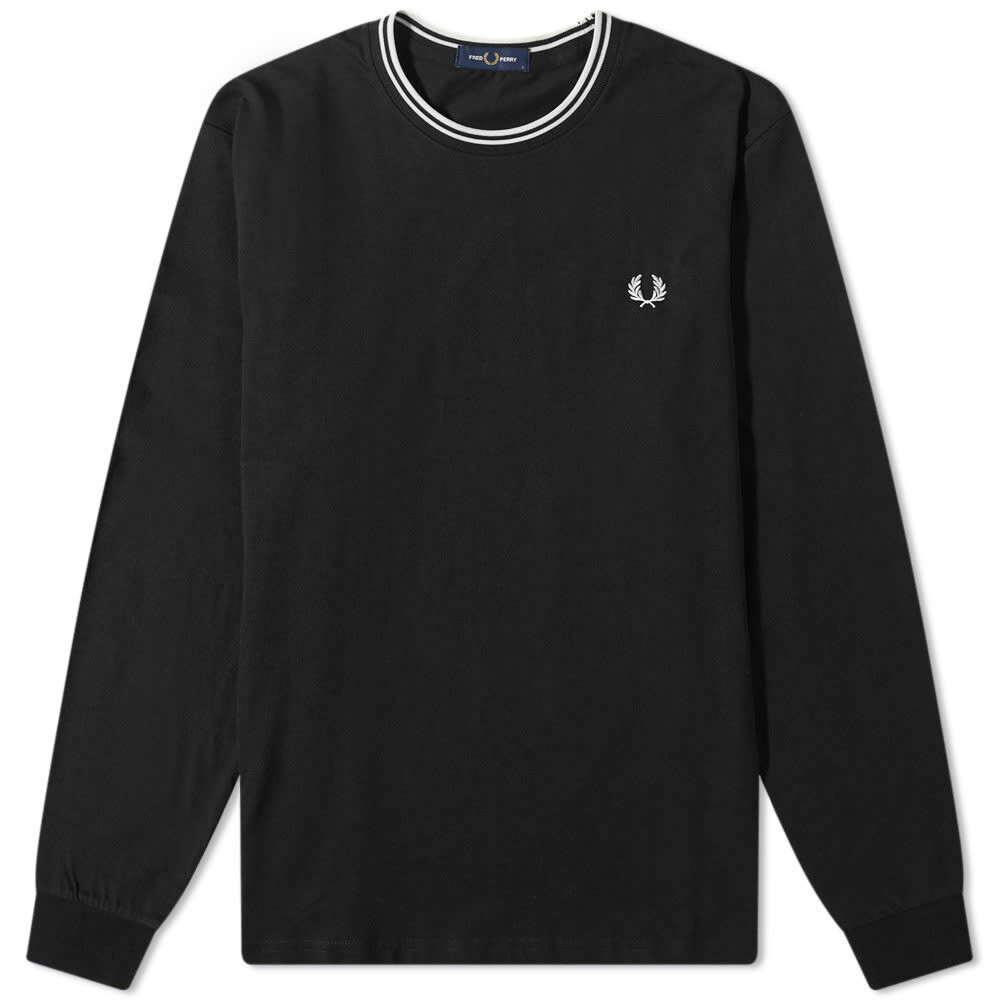 

Футболка Fred Perry Long Sleeve Twin Tipped Tee, Черный, Футболка Fred Perry Long Sleeve Twin Tipped Tee