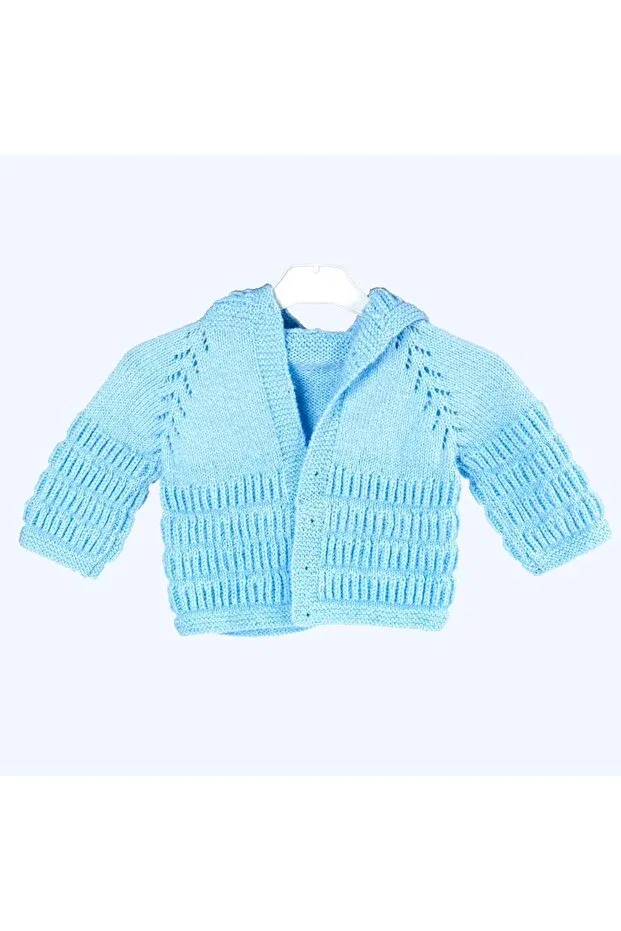 Детский кардиган для мальчиков с капюшоном Hand knitted hooded boy's cardigan Evitle, Blue — фото 3