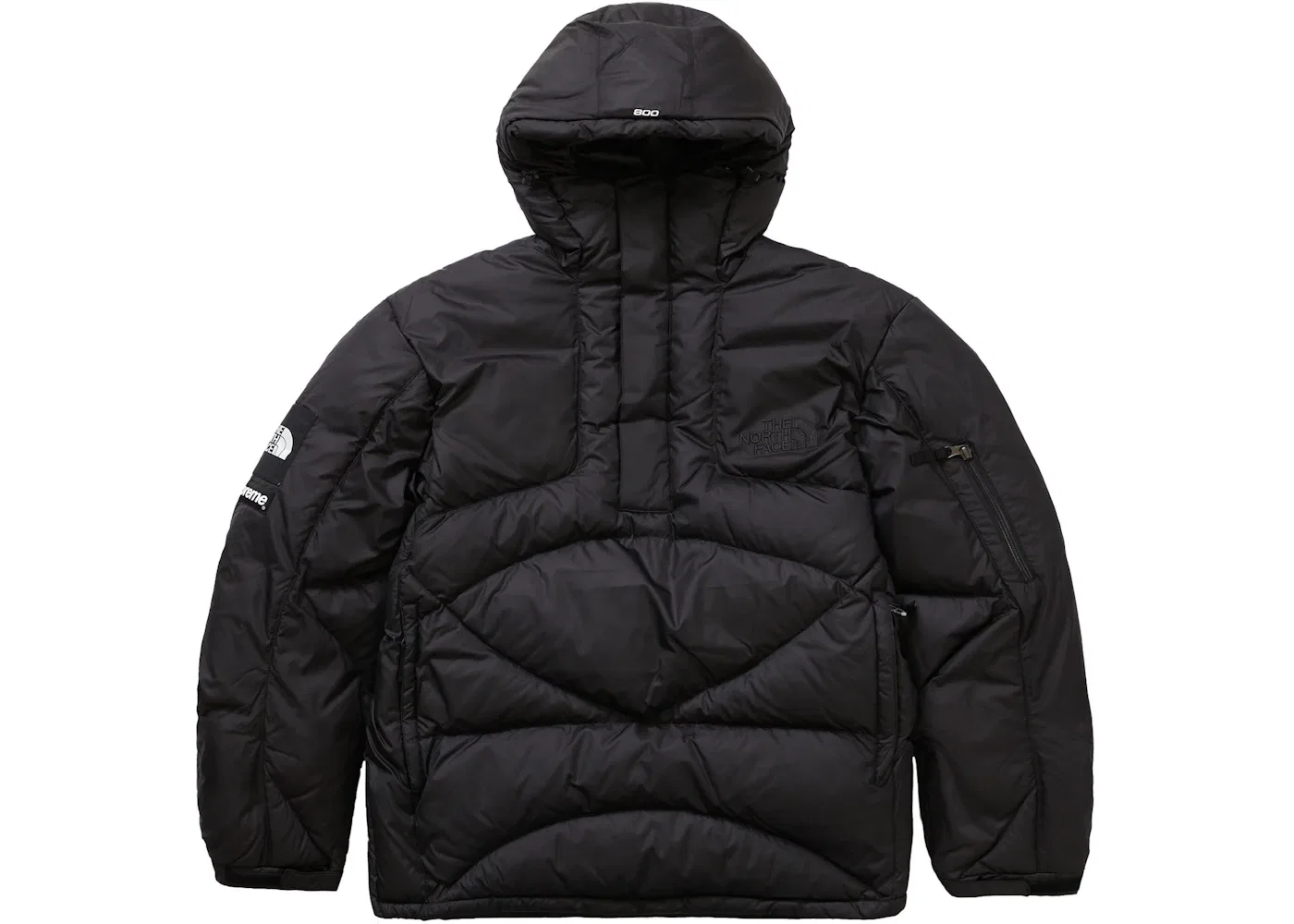 Мужской пуловер с капюшоном на молнии с утеплителем Supreme The North Face, Black