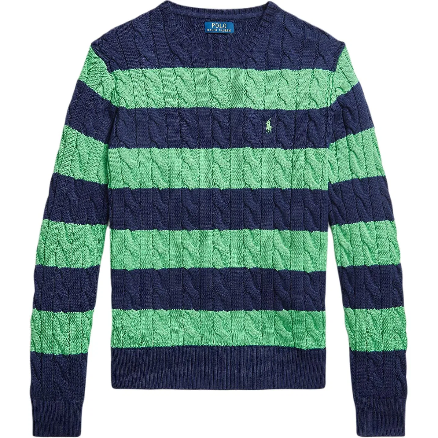Мужской свитер с кабельным узором и полосами, Cable Stripe Knitted Sweater, Polo Ralph Lauren