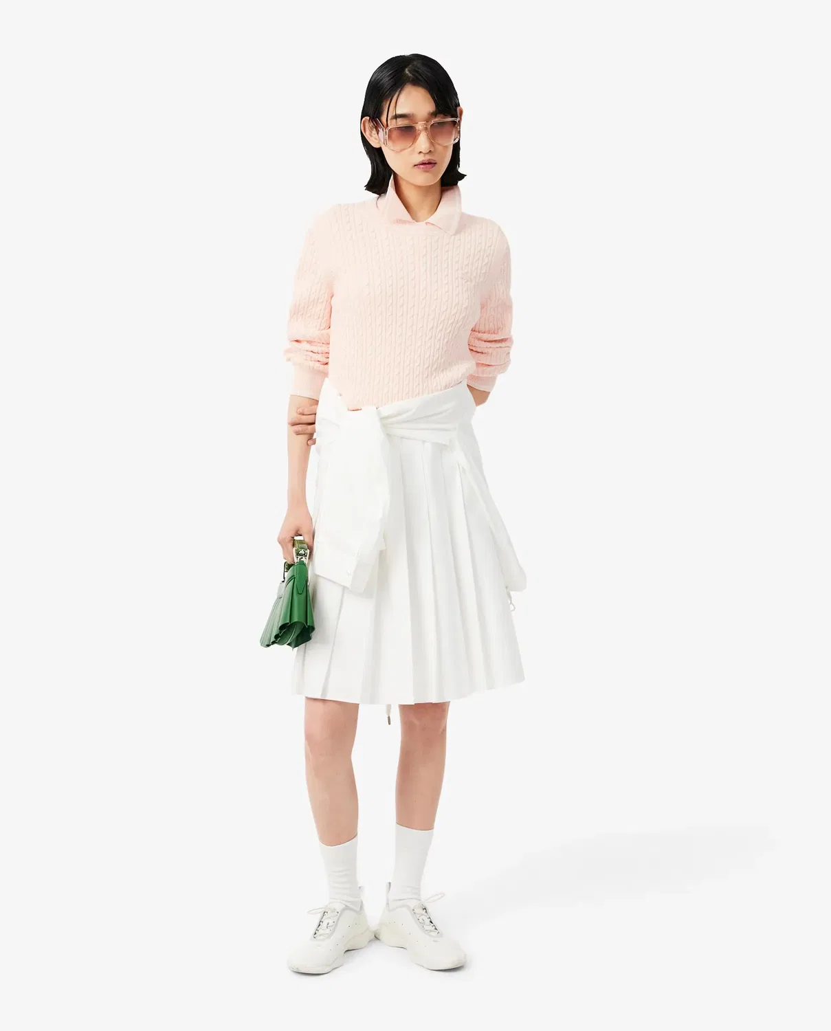 Женский джемпер Lacoste с косами и полосками, Rosa — фото 4