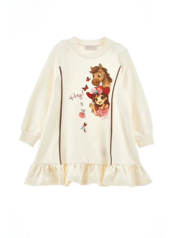 Платье хлопковое Sporty dress Monnalisa, gardenia