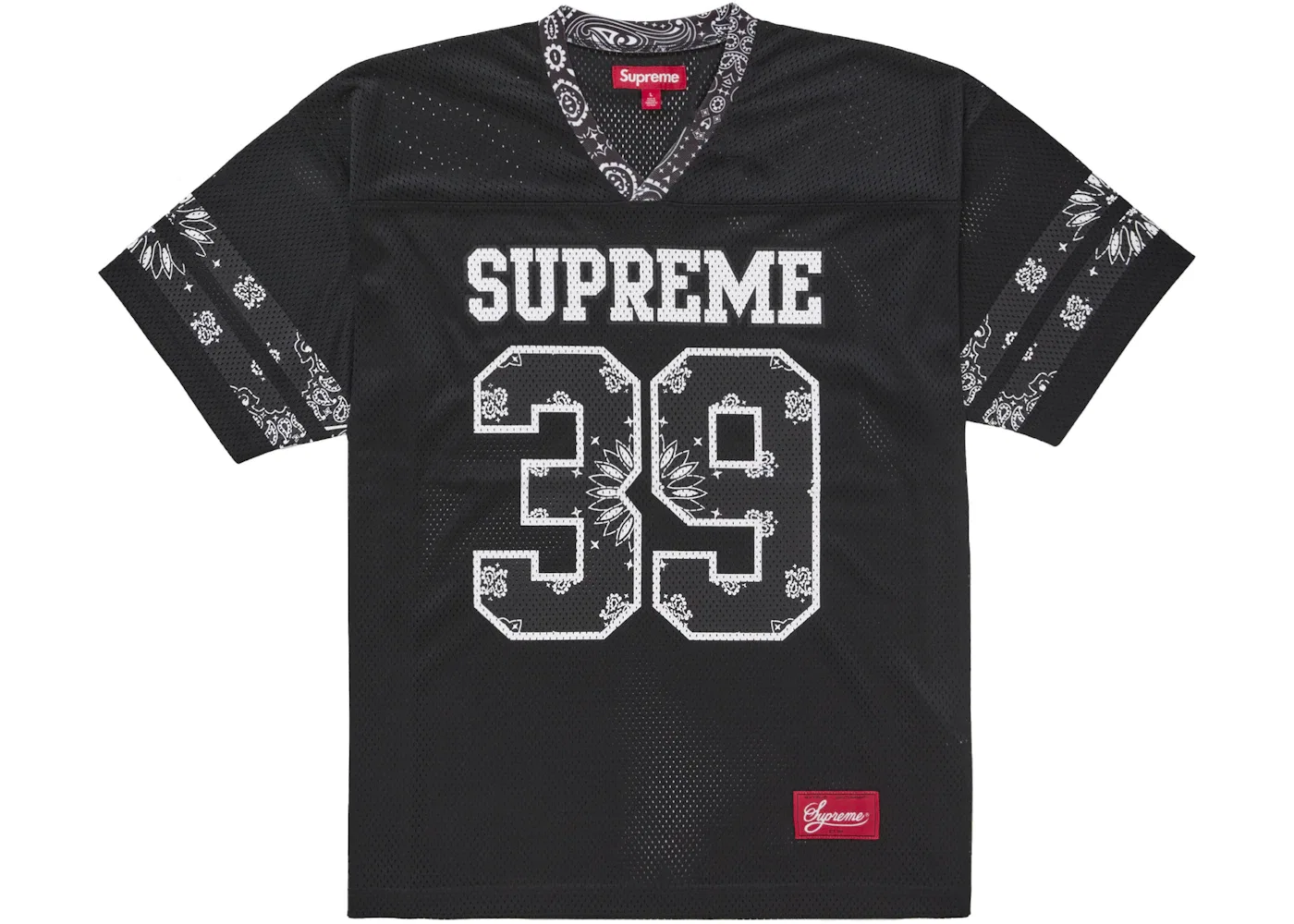 Мужская футбольная футболка с принтом Supreme Bandana Jersey Supreme, Black