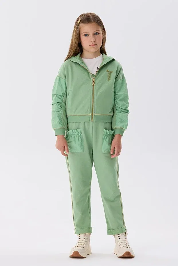 Детский спортивный костюм для девочек с капюшоном Tyess, Green