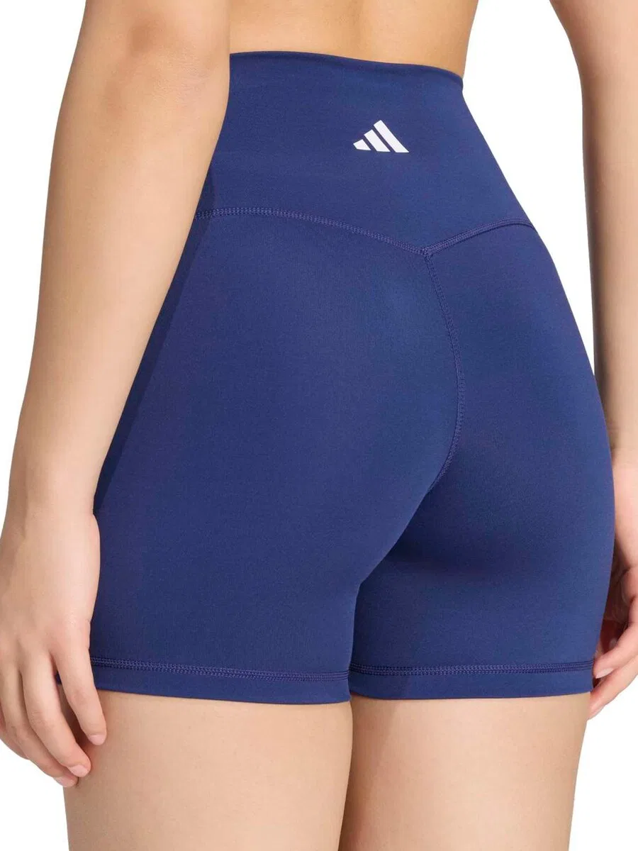 Спортивные узкие брюки ADIDAS PERFORMANCE '3-Stripes Studio All Me Booty Short' темно-синего цвета — фото 3