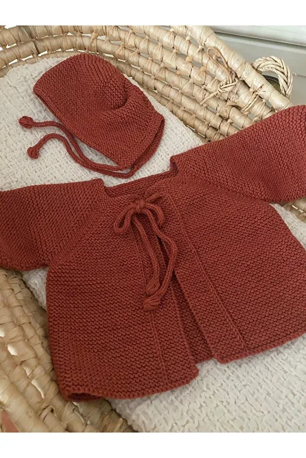 Детский кардиган с длинным рукавом Knitwear front-tied cardigan set baby tile Florijee, Tile — фото 3