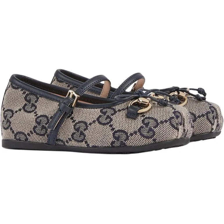 Кроссовки детские Gucci Horsebit Low Top, Beige Blue — фото 4