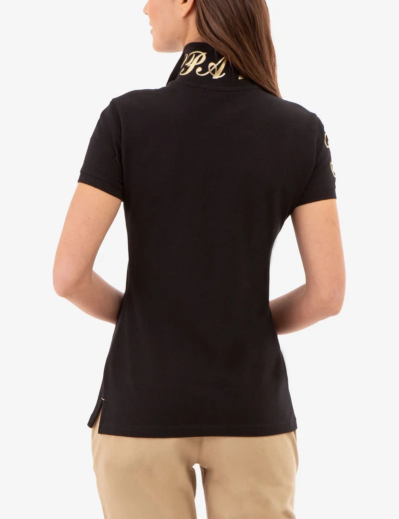 Женская футболка-поло U.S. Polo Assn. USPA Metallic Print, черный — фото 2