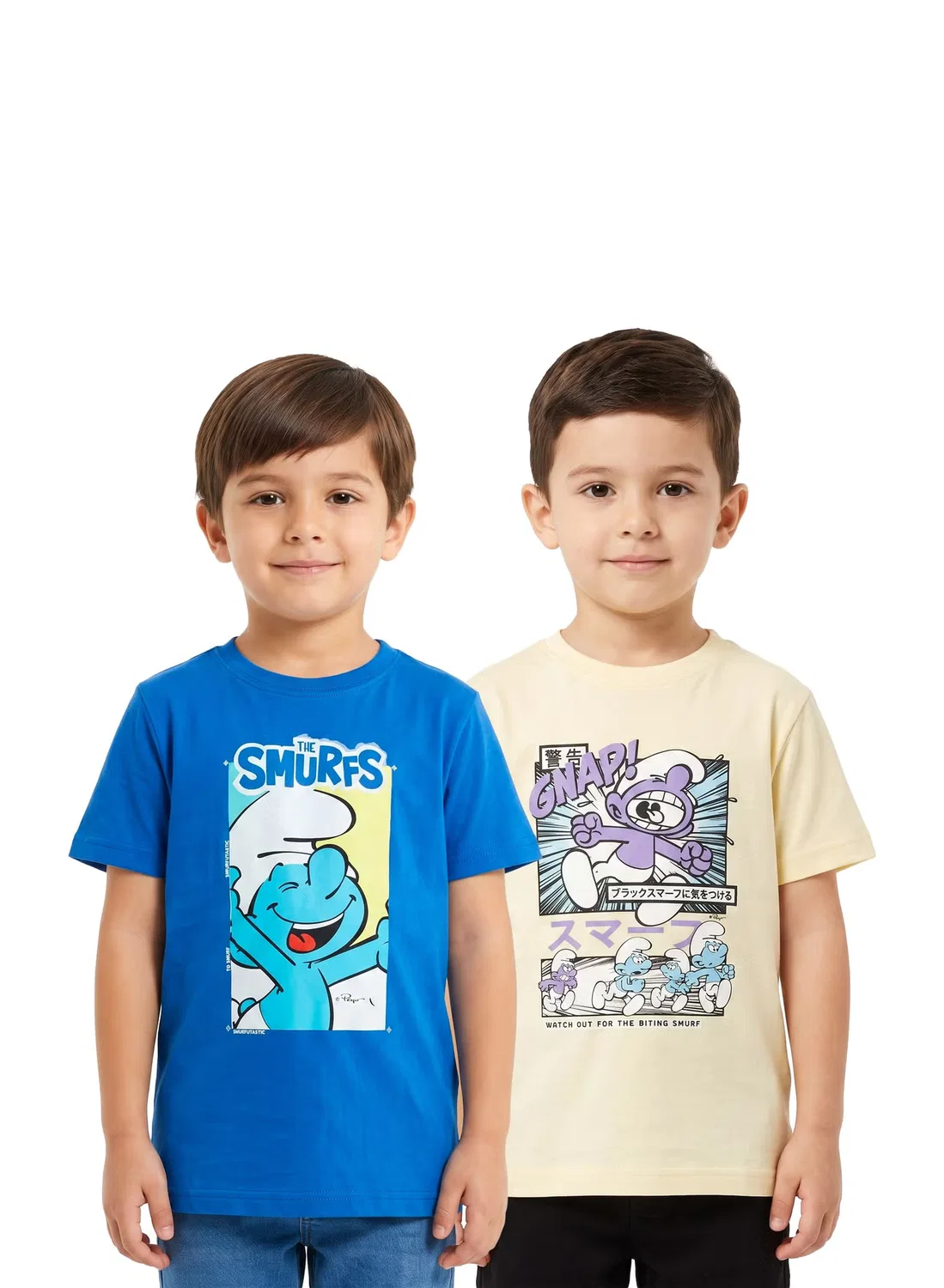 Комплект футболок с принтом 2 шт The Smurfs, мультиколор