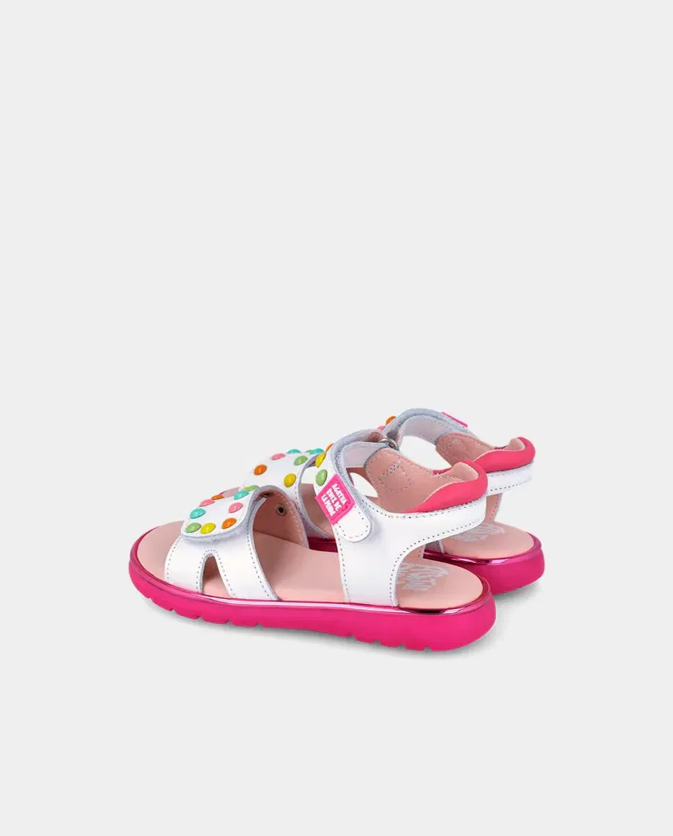 Детские сандалии для девочек с кожаным верхом Agatha Ruiz de la Prada, Blanco — фото 4