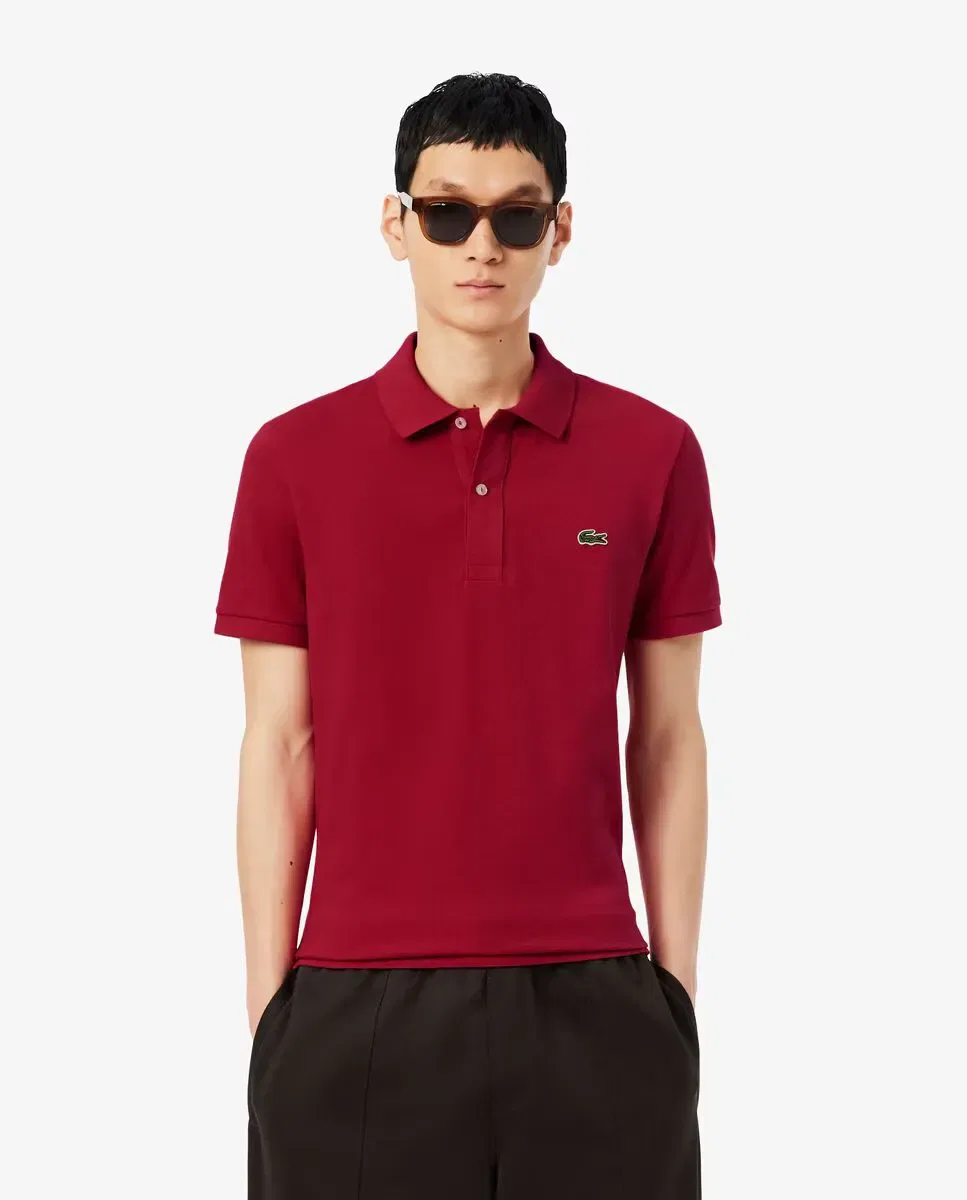 Мужское поло из пике с коротким рукавом Lacoste, Красный Вишневый