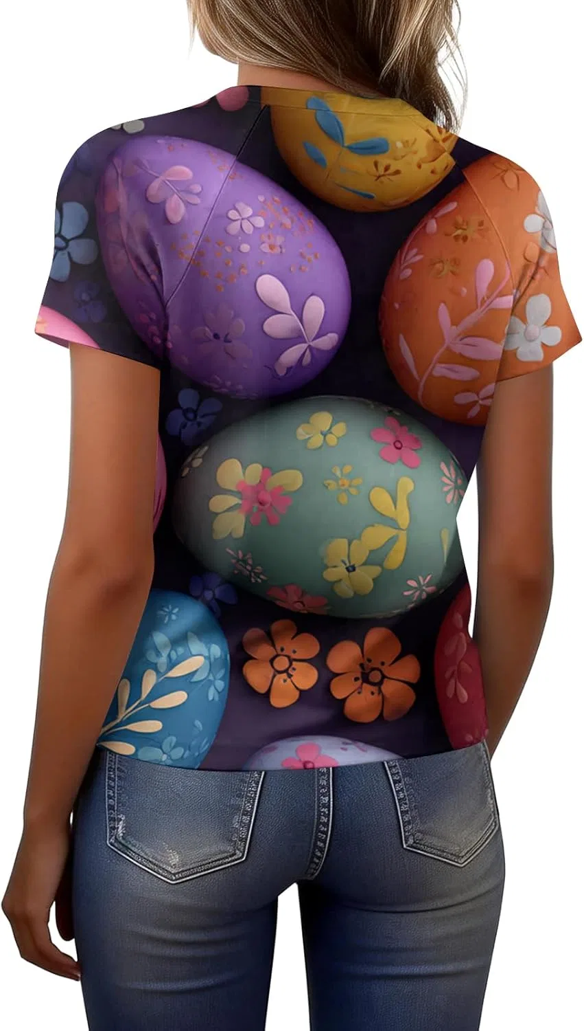Женская футболка с коротким рукавом, принт, Polyester/Spandex, multicolor — фото 3