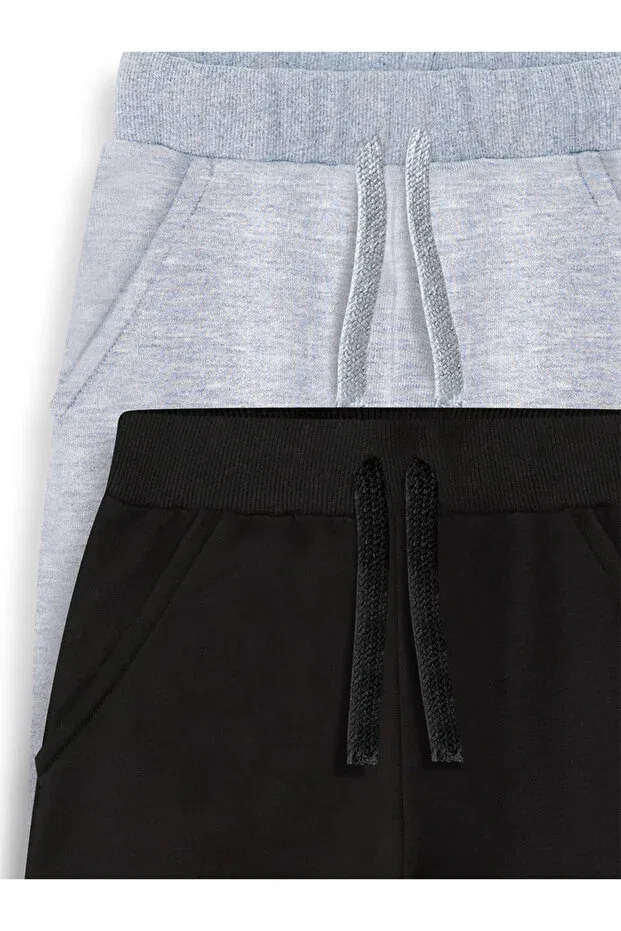 Детские спортивные штаны для мальчиков с манжетами Basics Denokids, Black, Gray Melange — фото 3
