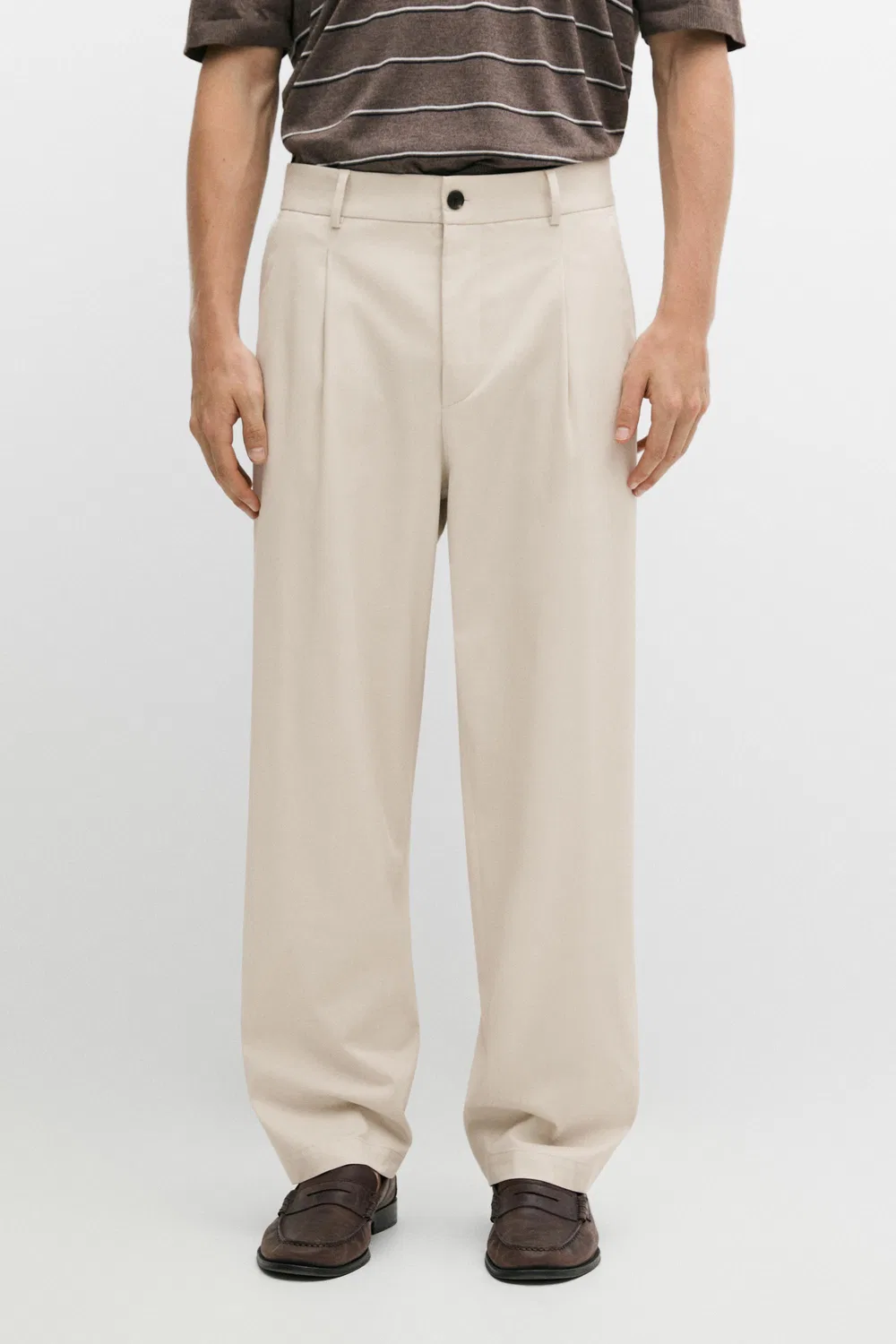 Брюки Massimo Dutti Flowing With Darts, бежевый