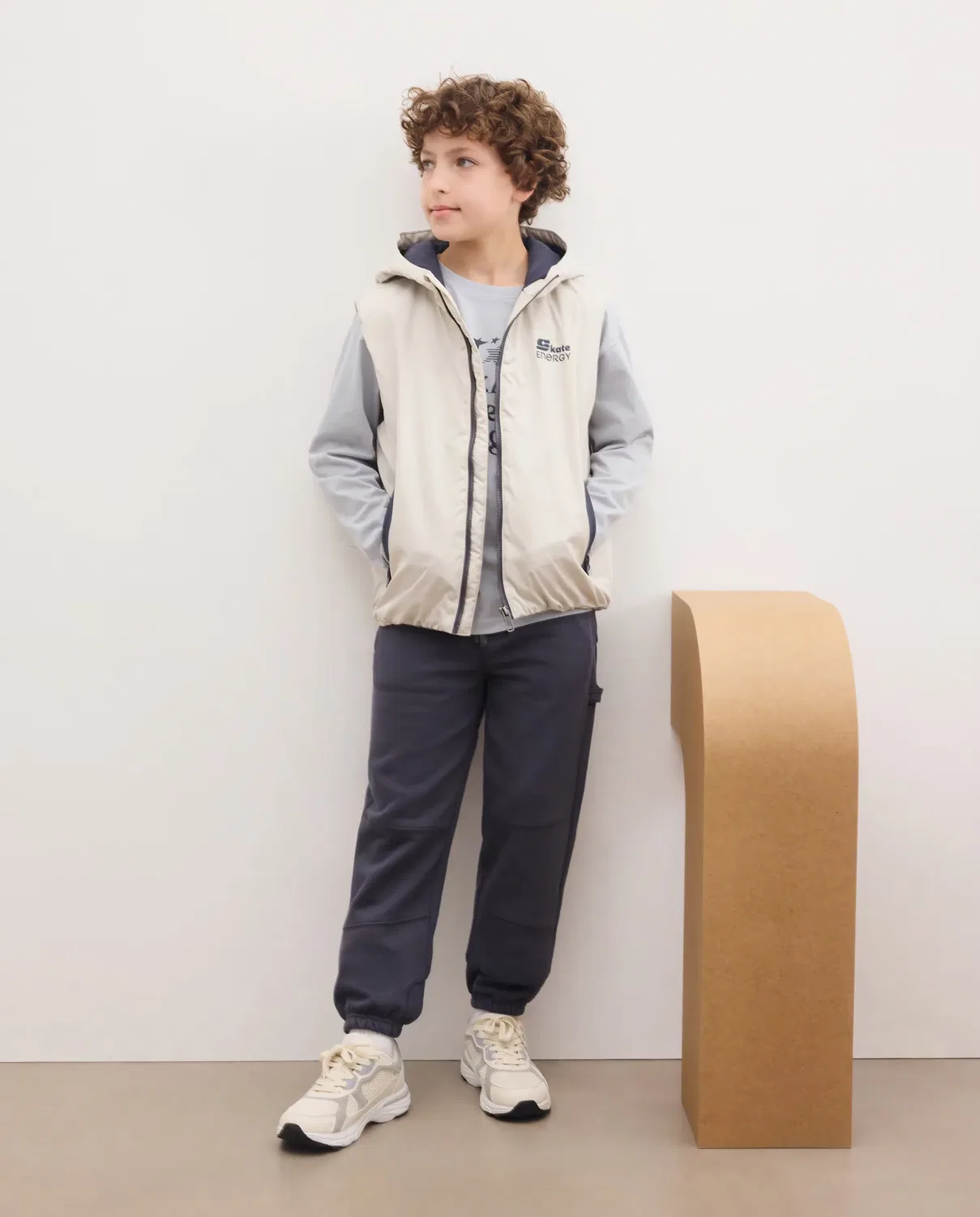 Детский жилет для мальчиков с капюшоном Kids El Corte Inglés, Piedra