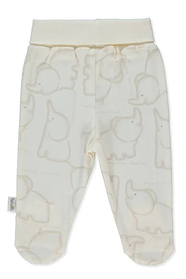 Детские брюки для девочек с принтом Ribana pants with booties (happy animal) Bebetto, Beige — фото 2