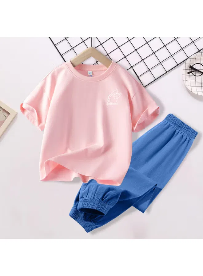 Комплект футболка с коротким рукавом и брюки с принтом Jeanswest, розовый — фото 2
