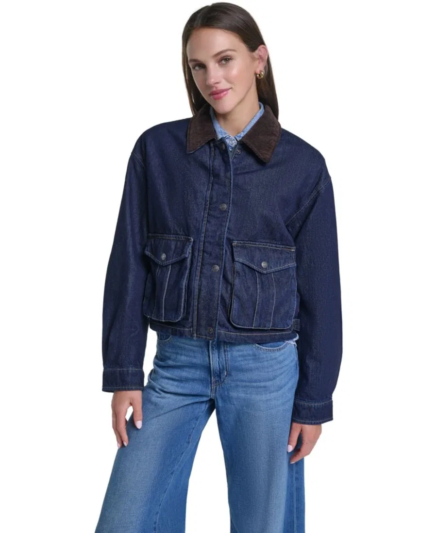 Женская куртка-бомбер из хлопка с вельветовым воротником Levi's, Rinse Wash