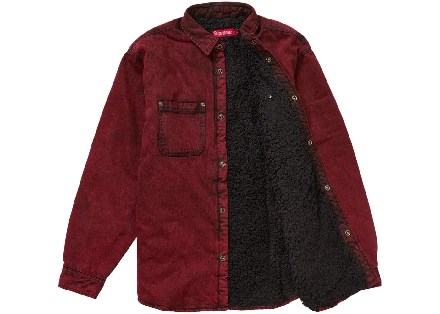 Мужская рубашка с подкладкой из искусственного овчины Supreme Shirt, Red Denim — фото 2