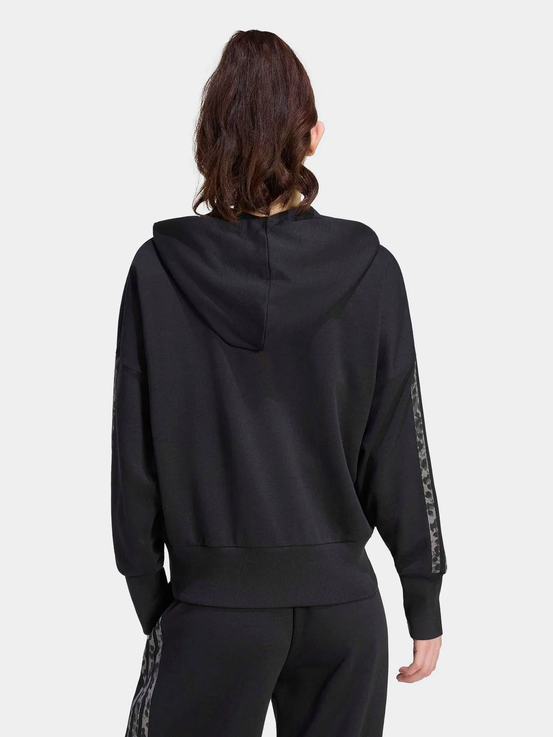 Толстовка на молнии с капюшоном, Animal Print, Essentials 3-Stripes adidas, черный/Animal — фото 2
