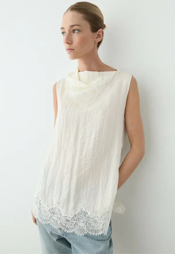 Блуза с запахом Massimo Dutti beige, бежевый