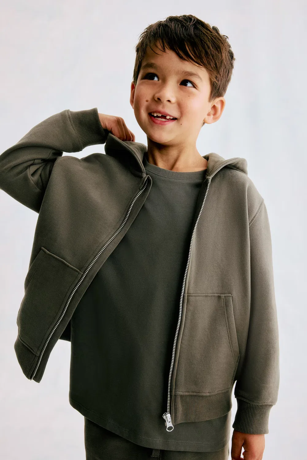 Хлопковая толстовка H&M, Khakigrün