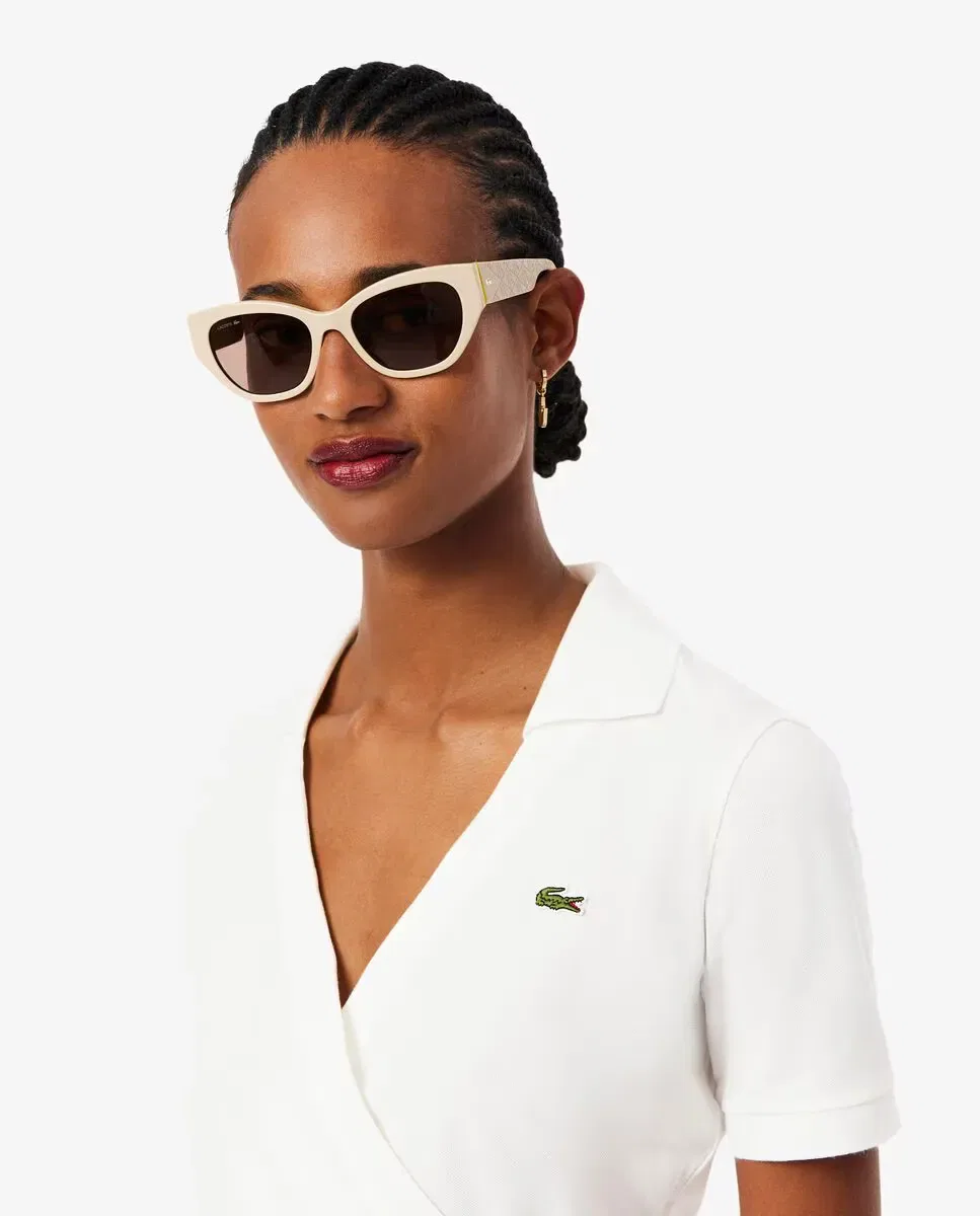 Поло Lacoste Blanco с V-образным вырезом — фото 4